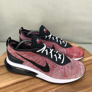 Nike Flyknit Racer Red Black Running Shoes Mens Size 10.5 Sneakers Lace Up